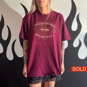 ❌SOLD❌Harley-Davidson Maroon Men's T-Shirt